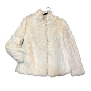Vintage rabbit fur coat, white, Sm-med
